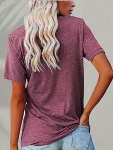 Double-Sided Printed Colored Cotton T-Shirt  Comfortable, Stylish With Minimalist Design, Casual & Versatile, INS Style Generation X Stay  Independent Resourceful Self Sufficient 100 - 酒紅色 - 查看 4