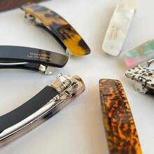 4个/套醋酸纤维材质发夹，8厘米时尚优雅法式发夹，豹纹印花，适合日常发型 - 彩色 - 查看 7