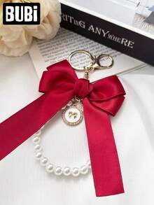 Bow Keychain Pearl Bracelet, Women's Fashion Accessories, Universal Car Key Chain, Bag Pendant, Wristband, Handbag Decor, Holiday Gift, Car Accessories - Black - View 16