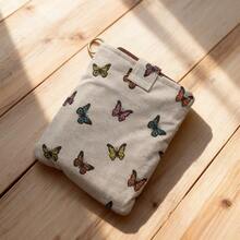 1pc Colorful Butterfly Book Bag, Multifunctional Storage Pouch With Metal Ring, Pen Holder, Suitable For Notebooks And Books - Single Piece - View 4