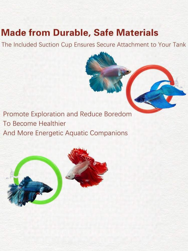 1/2 piezas Juego de anillos de entrenamiento de peces Betta de colores, anillos de entrenamiento interactivos con ventosa para el aleteo de la cola y las branquias de los peces Betta, adecuados para peces pequeños, decoración de acuario. Los colores son aleatorios. - A - Añade 4