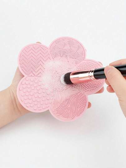 Silicone Makeup Brush Cleaning Mat, Flower Shaped, Makeup Brush Cleaner With Suction Cup, Portable Brush Washing Tool, Valentine's Day Birthday Party Gift