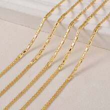 1pc Minimalist Style 14k Gold Plated Copper Alloy Splicing Chain Necklace, Suitable For Daily Wear - Gold 1 - View 5
