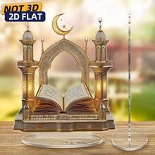 1个2D平面月亮装饰品，亚克力材质，家居/办公桌摆件，节日礼物 - 彩色 - 查看 11