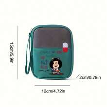 1pc Mafalda Print Pattern Portable Medicine Bag, Easy-To-Identify Pill Graphics, Oxford Fabric, Zipper Compartment Design, Suitable For Travel And Outdoor Emergency, Available In Gray, Red, Green, Pink Colors (Bag Only, No Medicine Included) Pill Box Pill Case Pill Containers Hospital Bag First Aid Kit Medicine Organizer Medicine Storage Bag Cruise Essentials Vacation Essentials Travel Stuff - Multicolor - View 4
