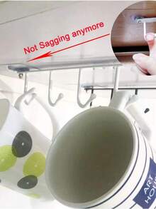 6pcs Alternating Black And White Storage Hooks, No Drilling Required, Multi-Functional Hanging Hook Strip, Wardrobe Hooks, No Drill Kitchen Hooks, Adhesive Hooks, Track-Style Kitchen Organizer Rack, Kitchen Pot Hanging Rack (9 Adhesive Pads Included) - One Size Fits All - View 5
