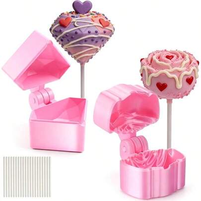 Valentines Day Cake Mold Kit, Shaped Cake Cutter With 20 Sticks, 3D Cake Pops Molds Shapes, Cake Maker Supplies, Baking Tools Valentine's Day Desserts
