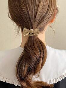 5pcs/Set Fashion High Elasticity Bowknot Headbands, Women's Daily Commute Hair Accessories, Made Of Polyester Fiber, High Elastic Rubber Hair Ties Won't Damage Hair - Multicolor - View 2