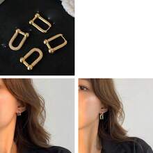 1 Pair New U-Shaped Minimalist Lightweight Women's Earrings With Synthetic Zirconia Stone And Horseshoe Clasp - Horseshoe Buckle - View 4