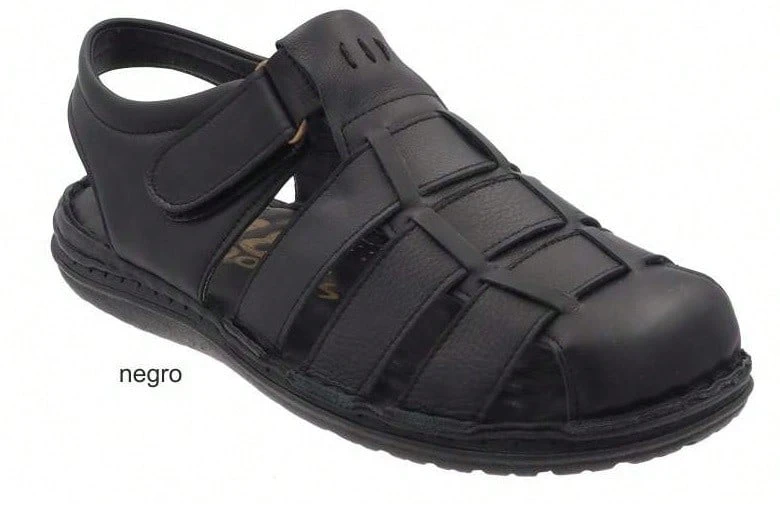 48+ Hours 48 Hours Leather Sandal, Black, Casual, Hook And Loop, Comfortable, Cushioned, Flexible, Anatomical, Hook And Loop Closure, Outdoor, Spring/Summer, In 24 To 48 Hours - Black - View 1