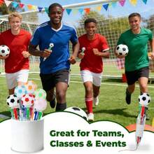 6/12支装足球主题派对礼品 - 各式圆珠笔，趣味新年礼物，适合运动爱好者，多种款式可选，迷你彩色圆珠笔，可爱有趣的四合一圆珠笔，散装圆珠笔，生日礼物，复活节教师用品，完美的足球派对小礼物，款式随机 - 套裝 - 查看 5