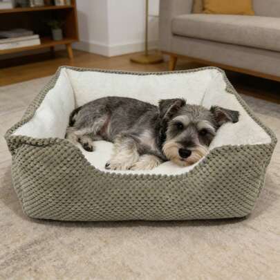 1 pièce Lit pour animal de compagnie en velours couleur unie ananas, lit lavable polyvalent pour chien/chat, épais et chaud anti-humidité, doux et confortable, respirant et anti-morsure, convient aux chats et chiens de taille moyenne/petite, toutes saisons