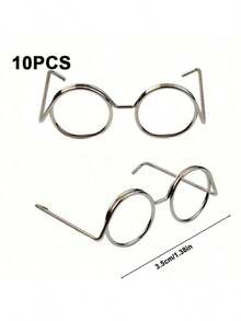 10pcs Mini Glasses Frame, Suitable For Dolls - Metal Glasses, Can Be Used For DIY Crafts And Photography, Diverse Colors, Ideal For Handicrafts, Creative Decorations, Phone Case Decorations, And Christmas Decorations. - Multicolor - View 14