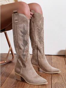 Fashionable Women's Western Boots For Spring And Summer - Khaki - View 3