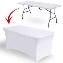 Crystals 6 Ft Stretch Elastic Spandex Table Cover – Four-Way Polyester Tablecloth For Standard Folding Tables, Party & Event Linen - A - View 3