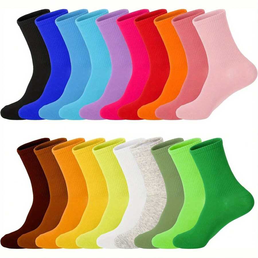 Kit Of 6 Pairs Of Colorful Mid-Calf Socks With Central Elastic – Comfortable – Assorted Colors. - Multicolor - View 1