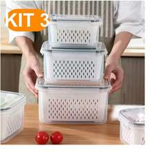 Set Of 3 Airtight Containers With Secure Sealing Lids And Stackable Design For The Refrigerator. - 小+中+大 - 查看 1