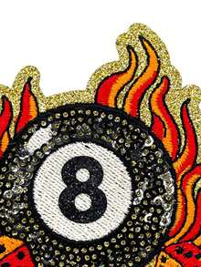 1PC Flaming 8 Ball & Dice Sequin Patch - Multicolor - View 4