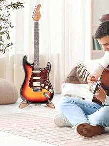 1个吉他架，木制乐器架，超薄可折叠设计，乐器爱好者的理想礼物，适用于尤克里里、吉他、贝斯、小提琴等。 - 黃色 - 查看 3