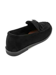 Mocassins Souples In Suédine And Nœud And Coutures Apparentes - Black - View 4