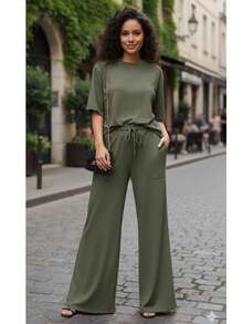 Casual Pocket Button Wedding - Army Green - View 1