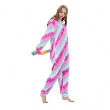 Mameluco de Unicornio Galáctico de Felpa, Ultra Suave y Multicolor, Perfecto como Pijama Disfraz para Fiestas, Cosplay o Noches Acogedoras en Casa, Ideal para Niñas, Adolescentes y Fans de la Fantasía. - Multicolor - Ver 5