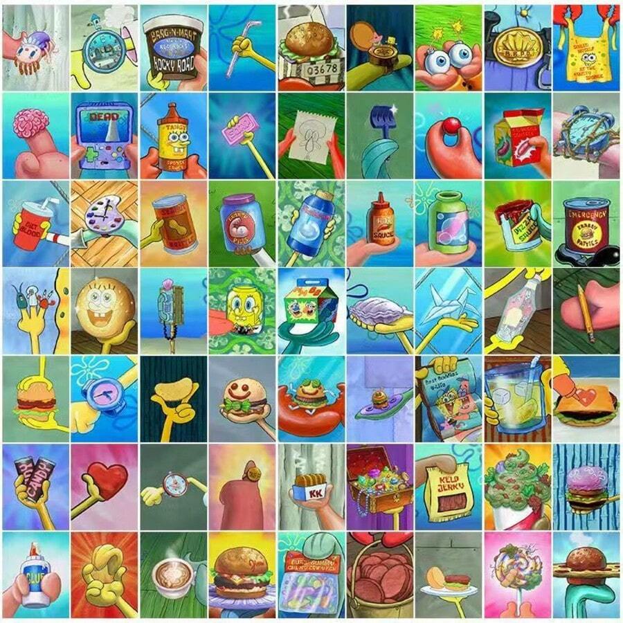 SpongeBob SquarePants 72pcs Assorted  Close-Up Creative & Fun Stickers For Scrapbooking, Phone Case, Water Bottle DIY Decoration - Multicolor - View 1