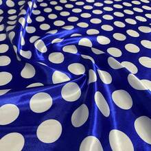 Polka Dot Print Satin Fabric In Various Colors, 1.40m, For Costumes And Parties. - Blue Polka Dot White - View 3