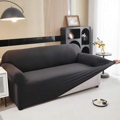 1pc Minimalist Stretch Sofa Cover, Made Of Milk Silk, One-Piece Elastic Design, Machine Washable, Pet-Friendly Sofa Protector, Fits Single To Four-Seater Sofas, Suitable For Living Room, Bedroom, Dining Area (1 Piece)