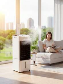 DOSYU Ventilador Portátil Enfriador Aire Acondicionado Clima Frío Color Blanco Termómetro Termostato Cooler Silencioso Abanico 3 Velocidades Ajustables Capacidad del Depósito de Agua 4.5 Litros - Tipo de Enchufe B USA (110-127V) - Ver 8