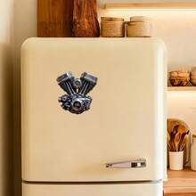 3D Embossed V-Twin Engine Magnet: Lifelike Metal Texture With Cooling Fins, Bolts & Raised Cylinders-Style Mechanical Art For Fridge - A - View 5