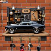 Best-Selling Flat Printed Wooden Multifunctional Key Holder, Retro Restaurant Fire Department Theme - Multicolor - View 2