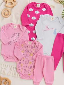 Kit 12 peças Manga Longa Inverno Bebês - Rosa Bebê - Visão 8