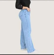 Wide Leg Pants / Faded Palazzo Pants With Stonewashed Finish 23828 - Dusty Blue - View 2