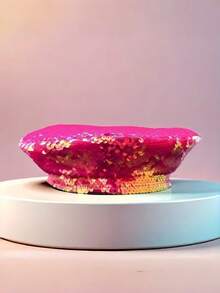 1顶闪亮涤纶亮片法式贝雷帽，适合狂欢节、新年、情人节、游行、酒吧、Y2K、派对、音乐节、圣帕特里克节、冬季等场合。 - 彩色 - 查看 6