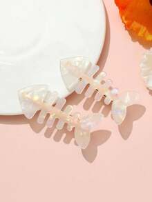 2pcs Fish Bone Decor Hair Clip Cute Claw Clips Hair Claws Hair Barrettes, School Stuff, Hair Accessories, Head Accessories, Hair Accessories For Women, Hairpin - Multicolor - View 4