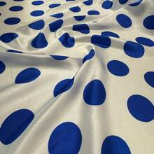 Polka Dot Print Satin Fabric In Various Colors, 1.40m, For Costumes And Parties. - White Ball Blue - View 2