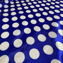 Polka Dot Print Satin Fabric In Various Colors, 1.40m, For Costumes And Parties. - Blue Polka Dot White - View 5