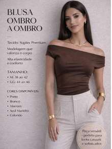 Women's Off-Shoulder Blouse In Premium Supplex Fabric – Elegance - 鏽棕色 - 查看 2