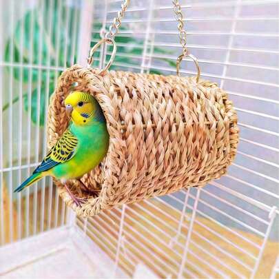 Handmade Woven Hanging Nest, Hammock, Tube, Tree Hole Nest For Hamsters, Guinea Pigs, Sugar Gliders, Squirrels, Parrots, Decorative Accessories | Cute Pet Paradise