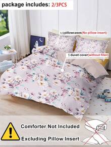 2/3件套樱花床上用品套装，超柔软粉色花卉图案被套套装，适合单人床/双人床/大号床，适用于儿童、青少年、男孩、女孩、成人卧室装饰，四季皆宜，带拉链夹扣。 - 彩色 - 查看 3