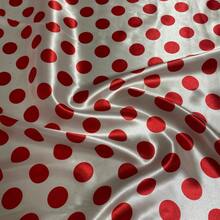 Polka Dot Print Satin Fabric In Various Colors, 1.40m, For Costumes And Parties. - White Ball Red - View 2