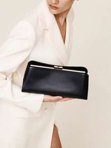 Women's Retro Style Clip Bag, Suitable For Daily Commute, Travel, Shopping - Black - View 2