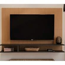 TV Panel Mount For Bedroom/Living Room, Milan Model, For TVs Up To 50 Inches, With Shelf/Niche. - 鏽棕色 - 查看 2