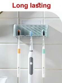 1 pezzo Porta spazzolini da denti montato a parete con 5 slot, organizer per spazzolini da denti a prova di polvere e impermeabile per il bagno, senza bisogno di forare, disponibile in 3 colori - Multicolore - Visualizzare 6