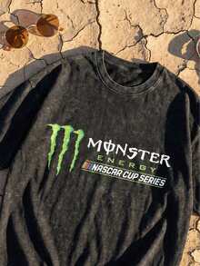 Motocross Dirt Bike Racing Graphic Tee Acid Washed Shirt Unisex Couple Matching Boyfriend Style Extreme Sports Aesthetic Neon Green Print Y2K Biker Grunge Distressed Cotton Graphic Tees Men Oversized T Shirt Summer Clothes Men Fall Clothes Men Winter Clothes Camisetas Para Hombre - 黑色 - 查看 6