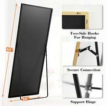 65"X24" High-Quality Full Length Mirror, Aluminum Alloy Frame Ensures Stability, Standing Design For Bedroom, Gold - Rect-gold - View 2