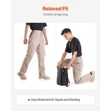 FR Pants For Men, 9 Oz 100% Cotton, Flame-Resistant Cargo Pants With Multi-Pockets And Elastic Waist, Reinforced Tear-Proof Stitching, Ideal For Welding Work And Casual Wear, XXL Size, Khaki - XXL, Khaki - 查看 3