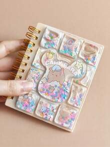 1pc Capybara Liquid Glitter Spiral Notebook, Attractive For Elementary Students, Random Style, Back To School Gift - A - View 7