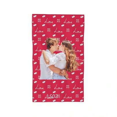 Custom Hand Towel Personalized Love Theme Towel Add Your Photo Soft Microfiber Board Washcloth For Bathroom Kitchen Farmhouse -Wedding Anniversary Valentines Day Gift